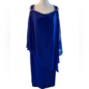 Women’s Glamour Nights a royal blue midi dress with silver embellishments 22W